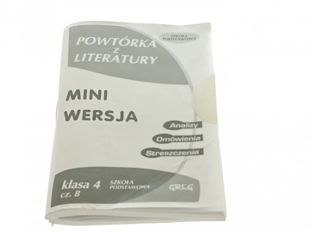 POWTÓRKA Z LITERATURY KLASA 4 CZ.B MINI WERSJA Kup online
