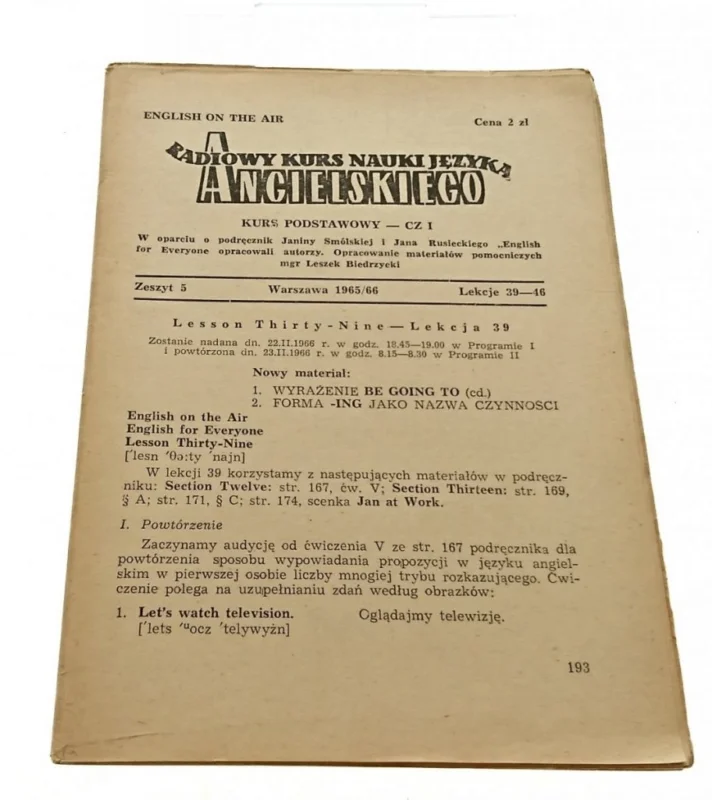 RADIOWY KURS NAUKI JĘZYKA ANGIELSKIEGO 5 1965/66 Promocja