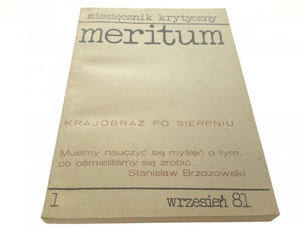 Nowość MERITUM. MIESIĘCZNIK KRYTYCZNY 1 WRZESIEŃ 81
