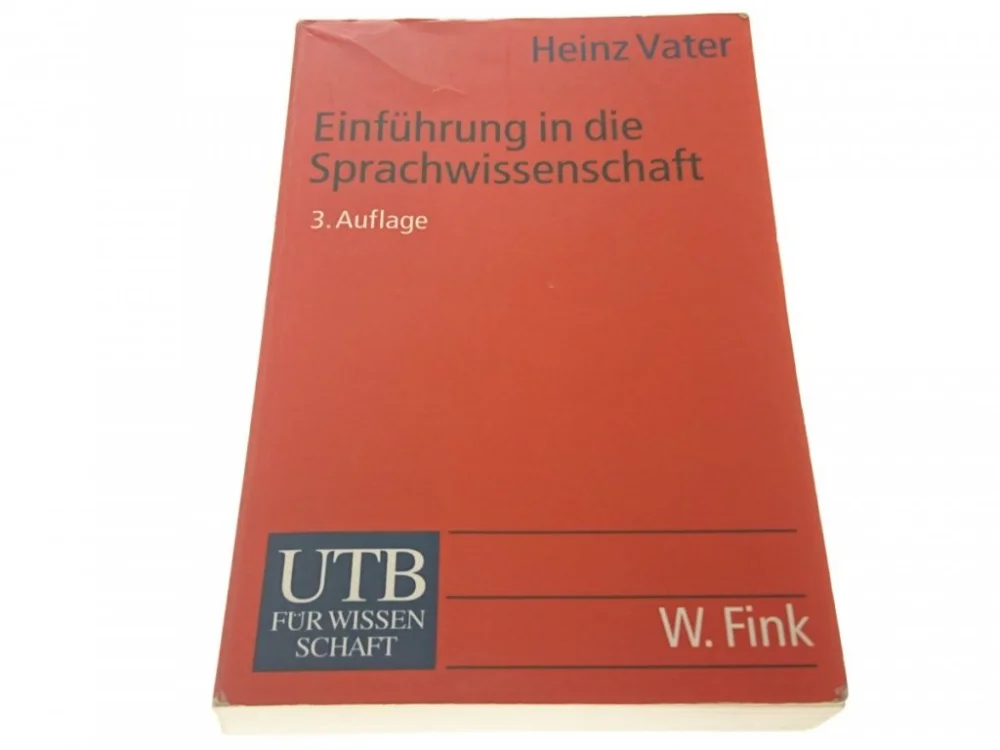 EINFUHRUNG IN DIE SPRACHWISSENSCHAFT - Vater 1999 Wyjątkowa oferta