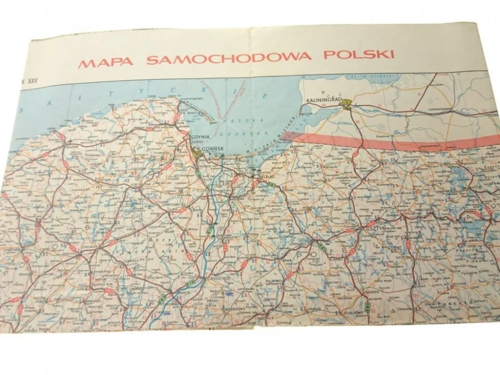 Ostatnie sztuki MAPA SAMOCHODOWA POLSKI. EUROPA PÓŁNOCNA...1980