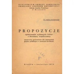 Obniżka ceny PROPOZYCJE OPRACOWANIA WYBRANYCH LEKTUR Z LITERATURY WSPÓŁCZESNEJ