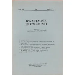 Szybka wysyłka KWARTALNIK FILOZOFICZNY. TOM XX. ZESZYT 4. ROK 1992